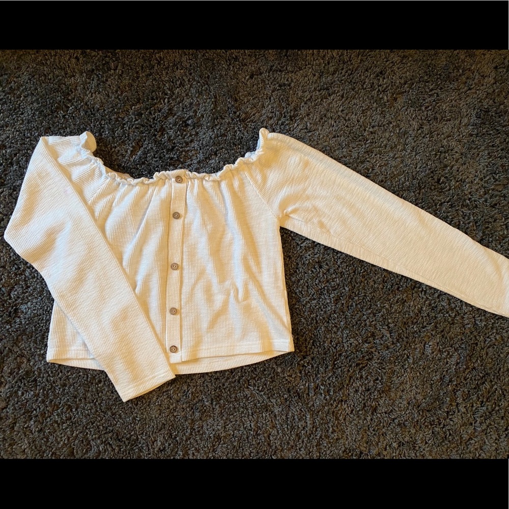 White off the shoulder top with buttons